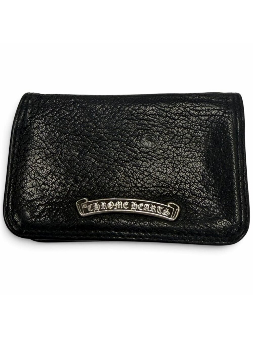 Chrome Hearts Card Case Leather 925 with Grommet Scroll Label Bifold Business